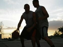WS TU Men playing basketball / Salt Lake City, Utah, USA. Stock Footage