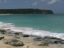 St. Martin quiet beach waves and breakers Stock Footage