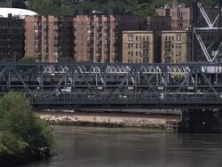 The Broadway Bridge and the Harlem River. Stock Footage