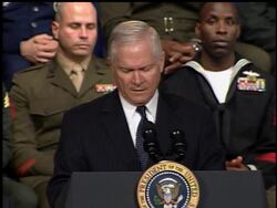 Robert Gates was sworn in Monday as secretary of defense at a crucial juncture in the Iraq war, a conflict that cost Donald H. Rumsfeld his job and likely will define Gates' Pentagon tenure. News Clip