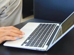 Business man type on computer keyboard. Stock Footage