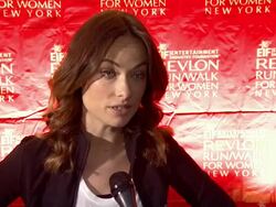 INTERVIEW - Olivia Wilde says she loves that this event offers different ways to participate, not just giving money, on who has been affected by cancer in her circle, on how to find out more information Stock Footage