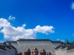 View of Jang Dok(Stocker) and stone wall in Gyeongbokgung(ancient palace) Stock Footage
