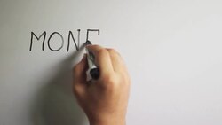 Hand writing title 'MONEY TALKS'on white board Stock Footage