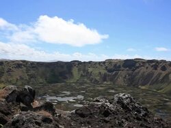 HD Video of Rano Kau Volcano, Easter Island, Chile Stock Footage
