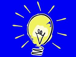 Cartoon lightbulb drawns on screen and lights up Stock Footage