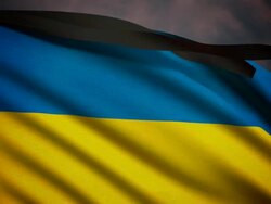 Ukrainian memorial flag Stock Footage