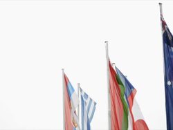 Flags on Poles, white background, Australia, Norway, Greece, Serbia (HD720p) Stock Footage