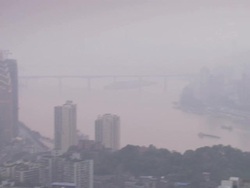 Wide shots of Chongqing city skyline. News Clip