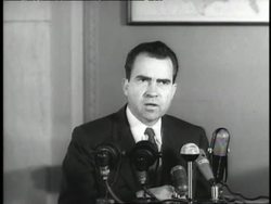 U.S. Vice President Richard Nixon reports during a press conference about U.S. President Dwight D. Eisenhower's illness. News Clip