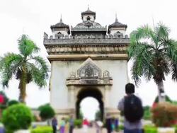 Patuxay in Vientiane, Laos Stock Footage