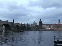 WS foggy clouds flowing over vltava river / Prague, Hlavni mesto Praha, Czech Republic Stock Footage
