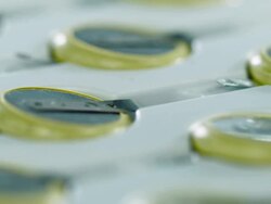 Battery for circuit boards in storage Stock Footage