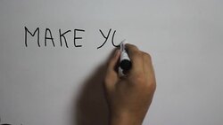 Hand writing a 'make yourself proud' on white board Stock Footage