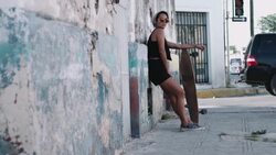 Urban skate girl in street Stock Footage