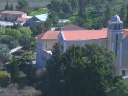 Aerial the Trappists Monastery in Latrun, Judea, Israel Stock Footage