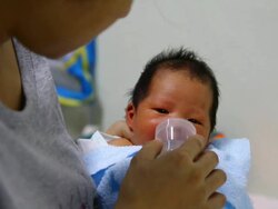 Feeding newborn Stock Footage