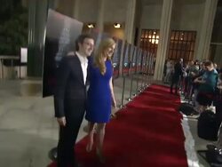 Helen Estabrook, Nicholas Brittel at "Whiplash" Los Angeles Premiere Stock Footage