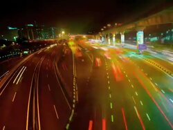 T/L streaky lights from traffic on Bangsar road, Kuala Lumpur Stock Footage