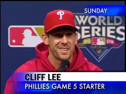 A. J. Burnett will be opposed by fellow Razorback Cliff Lee of the Phillies Monday night as the Yankees try to wrap up their 27th title with a win in Game 5 of the World Series. (Nov. 2) News Clip