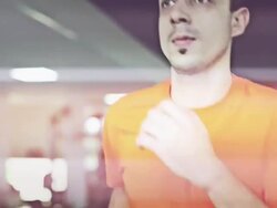 Man running on treadmill Stock Footage