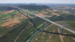 Aerial of Millau Viaduct Stock Footage