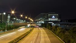 Frankfurt Square and highway at night Stock Footage
