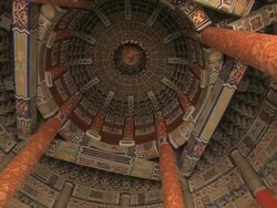MS PAN LA Shot of dome of Hall of Prayer for Good Harvest from inside / Beijing, China Stock Footage