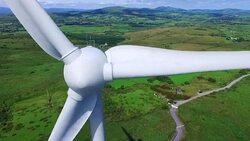 Aerial view of wind turbines Stock Footage