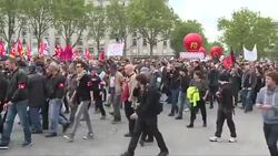 CLEAN : Protesters in Paris march against labour reforms News Clip