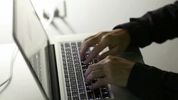 Businessman hands working on laptop computer Stock Footage