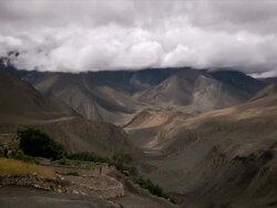 T/L clouds casting shadows over Kagbeni, Himalayas Stock Footage