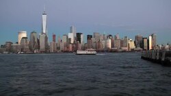 One World Trade Center and Downtown Manhattan across the Hudson River, New York, Manhattan, United States of America Stock Footage