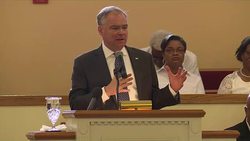 Vice-Presidential candidate Tim Kaine joins worshippers at Lamb of God Baptist Church in Milwaukee News Clip
