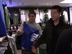 ATMOSPHERE: Fans buy new NFL jerseys at Nike Celebrates NFL Uniform Retail Launch at Niketown Stock Footage
