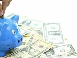 Dolly Shot: Piggy bank for Savings finance and insurance concept Stock Footage
