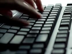 Typing fingers push computer Stock Footage