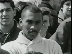 CU, faces in a crowd, montage during Civil Rights Stock Footage