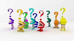 Multicolor Joke Teeth with Question Marks, Running in Circle (Loopable) Stock Footage