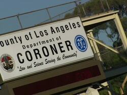 CU Coroner sign /  Hollywood, California, United States. Stock Footage