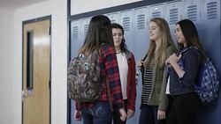 High school girls bullying another student at school Stock Footage