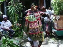 MS Shot of man performing with mask on / Ubud, Bali, Indonesia Stock Footage