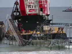 Iconic Jet Star Roller Coaster Damaged By Hurricane Sandy Torn Down Stock Footage