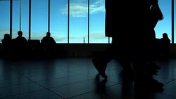 Crowd passenger walking in terminal Stock Footage