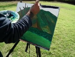 Painting Blue Sky Stock Footage