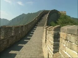 POV walking along Great Wall of China, Mutianyu, China Stock Footage
