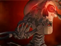 (Loop) Fire and Speaking Skeleton for Halloween - Long Version Stock Footage