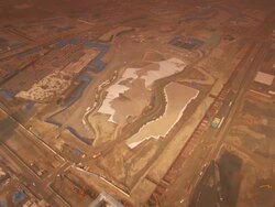 MS Construction site in new songdo city / New Songdo City, South Korea Stock Footage