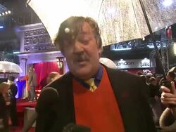 INTERVIEW: Stephen Fry on how Sherlock Holmes got him expelled from school, working with Guy Ritche, his nude scene at the Sherlock Holmes: A Game Of Shadows: European Premiere at Empire Leicester Square on December 08, 2011 in London, England  Stock Footage