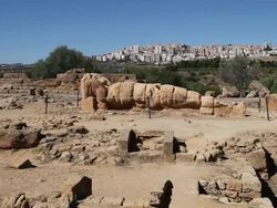 Agrigento, one of the colosal telamones that adorned the temple of Olympian Zeus Stock Footage